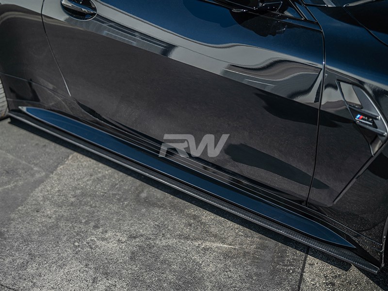 BMW G80 M3 RWS Carbon Fiber Side Skirt Extensions / 